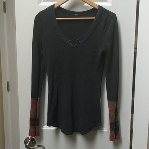 Free People Black Thermal Henley